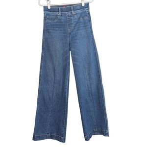Spanx Wide Leg Seamed Front Jeans Vintage Indigo Blue Pull On Size Small